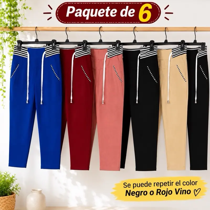 6-Pack Women’s Stretch Capri Pants, Assorted Colors, Available in Sizes M/L, XL/XXL