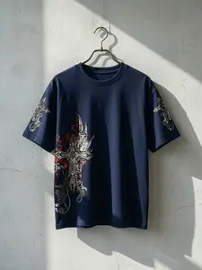 'Oversized T-Shirt' "FIERCE" Thorn Cross Gothic Print | Edgy Gothic Streetwear Aesthetic | Unisex OOTD Essential | TikTok Viral Y2K Casual Daily Wear Statement Top for Men Women 2026 Spring New Drop