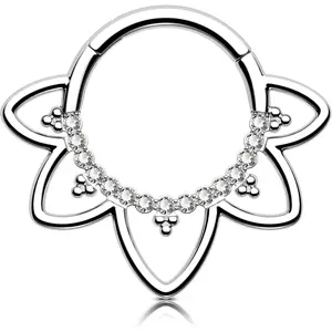 Daith  , 316L Stainless Steel Daith Earrings, 16G Clear CZ Design Daith Hoop Earring, Helix Cartilage Septum