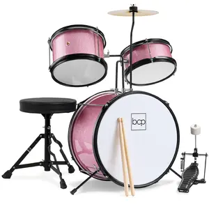 Best Choice Products Kids Beginner 3-Piece Drum, Musical Instrument Set w/ Sticks, Cushioned Stool, Drum Pedal