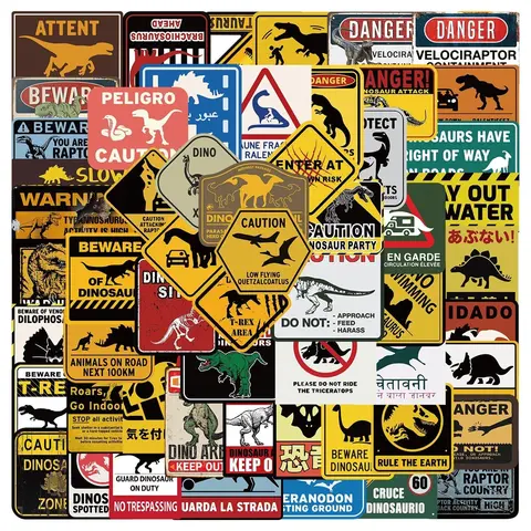 60pcs Dinosaur Pattern Graffiti Sticker, Waterproof Skateboard Decorative Self-adhesive Stickers Decal Sticker