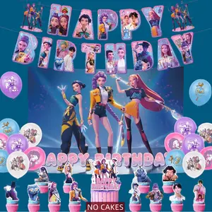 K-Pop Theme Girls' Birthday Party Decoration Set, Kpop Fans  Party Decorations Flag, Background, Banner Balloon Hanging Card Set,  Cake Topper Decoration, Beautiful Birthday Party Supplies