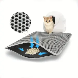 1pc Double Layer Cat Litter Mat - Cat Litter Bowl Filtering and Anti Stripping, Non-Slip, Easy-Clean，Extra-Large EVA Double-layer Mat for Cat Litter - Pet Cage Mat for Cat & Dog