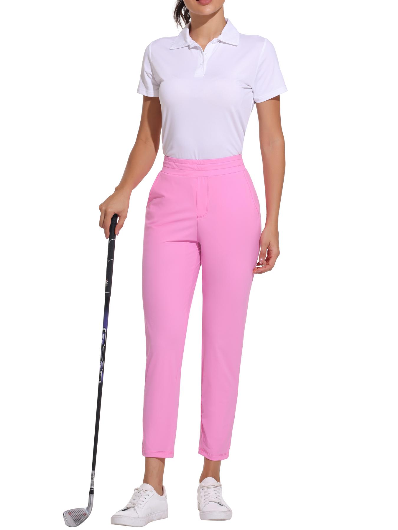 7/8 Golf Pants for Women, Lightweight Athletic Sweatpants with Pockets, Gym Work Travel Casual Trousers