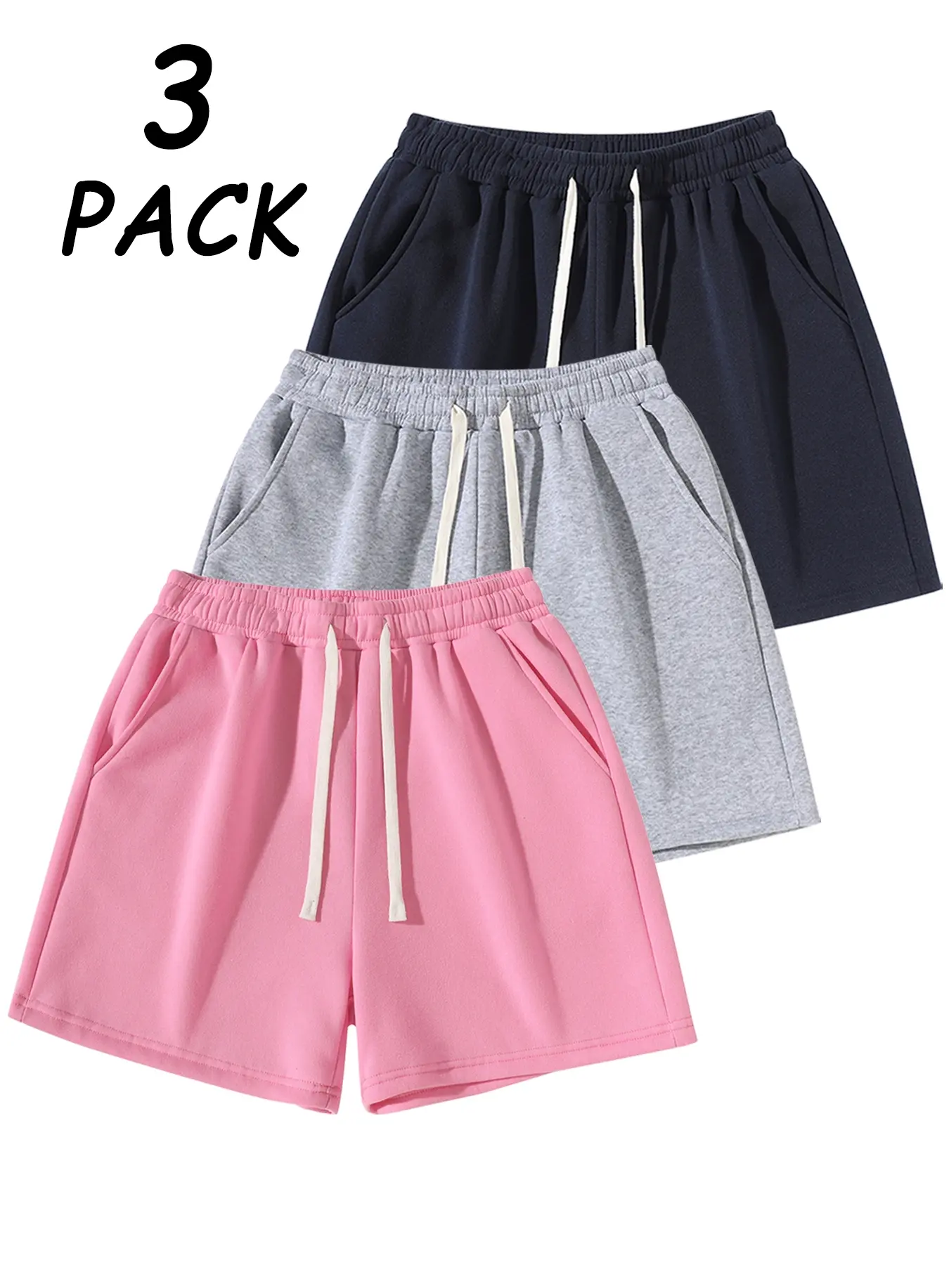 Light gray + pink + blue.