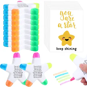 Star Highlighters 5 in 1 Fluorescent with "You're a Star" Motivational Cards and Gift Bags, Inspirational Graduation Gifts and Students Office Staff Supplies end of year student gifts