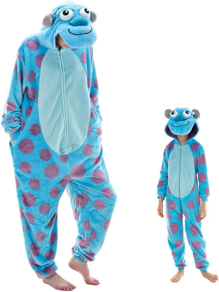 Halloween Costume Sullivan Onesie Pajamas, Flannel Cosplay Animal One Piece Halloween Costume Sleepwear Homewear