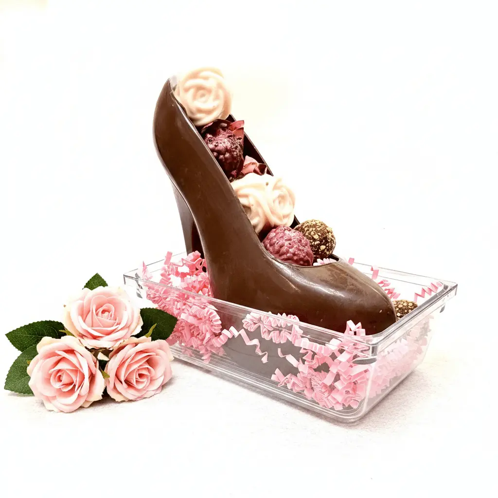 Hand-Molded Chocolate High Heel Shoe with Truffles