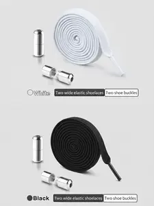 Unisex Elastic Shoe Laces, Width 6mm, Suitable for Adults & Seniors, Ideal for Sports Shoes, Runners, High-Top Sneakers (2 Pairs) Shoelace