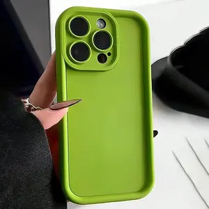 Solid Color Phone Case with Lens Protector, Anti-drop Cellphone Protective Case, Total Protective Shockproof Mobile Phone Cover for iPhone