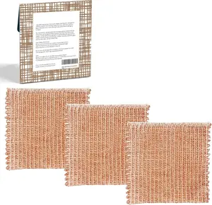 Copper Scrubbing Pads 3 Pack | 2-Ply Non-Abrasive Metal Mesh Scrubber | Reusable Copper Cleaning Cloth for Stainless Steel, Pots, Pans, Cast Iron | Kitchen Supplies Dishwashing Tools