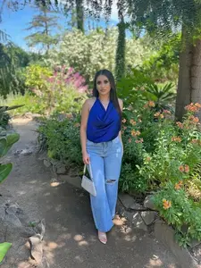 Royal Blue Silk Halter Top
