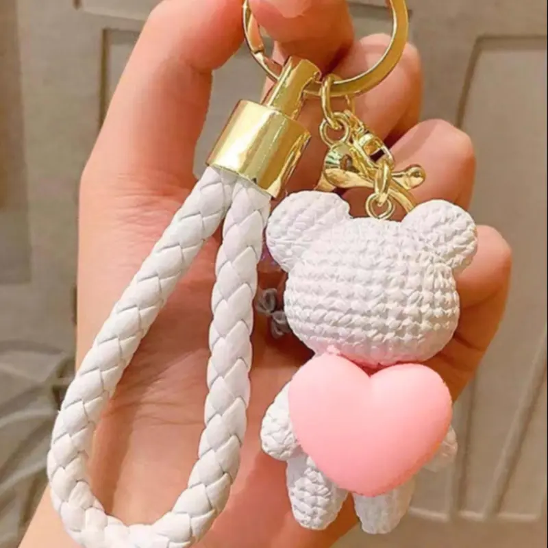 Cute Bear & Heart Shaped Keychain, Cute Charms Keychain, Creative Cartoon Keychain for Women & Men, Fashion Accessories for Daily Use, Trendy All-match & Exquisite Keychain for Birthday Gift, Cute Keychain Accessory, Keychains Cute
