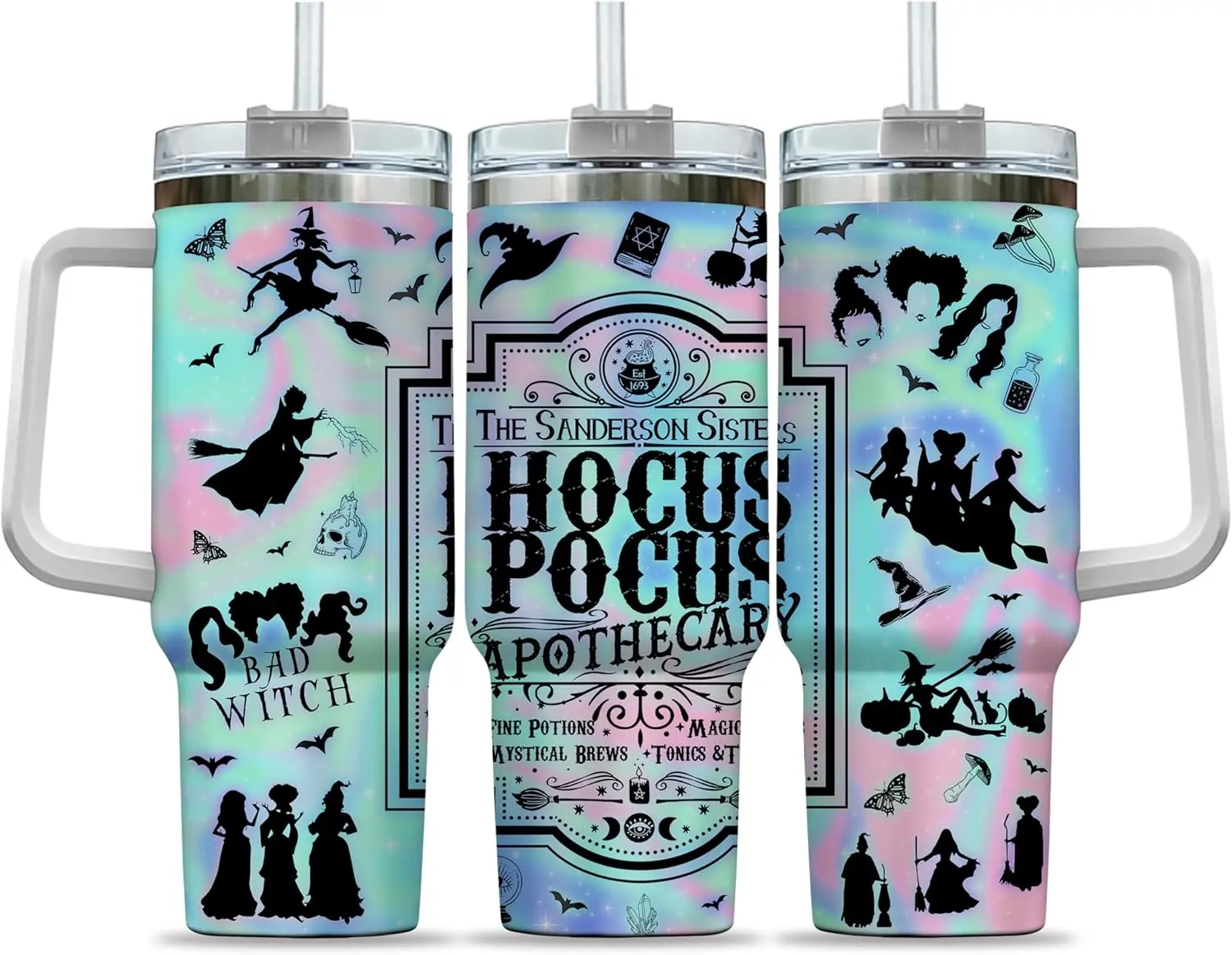 KellyGiftCorner Hocus Pocus Tumbler, 40 Oz, Stainless Steel, Insulated, Reusable, Round, Tableware, General Use Cup, Tumbler, 1 Count, Home, Travel, Gift for your Health