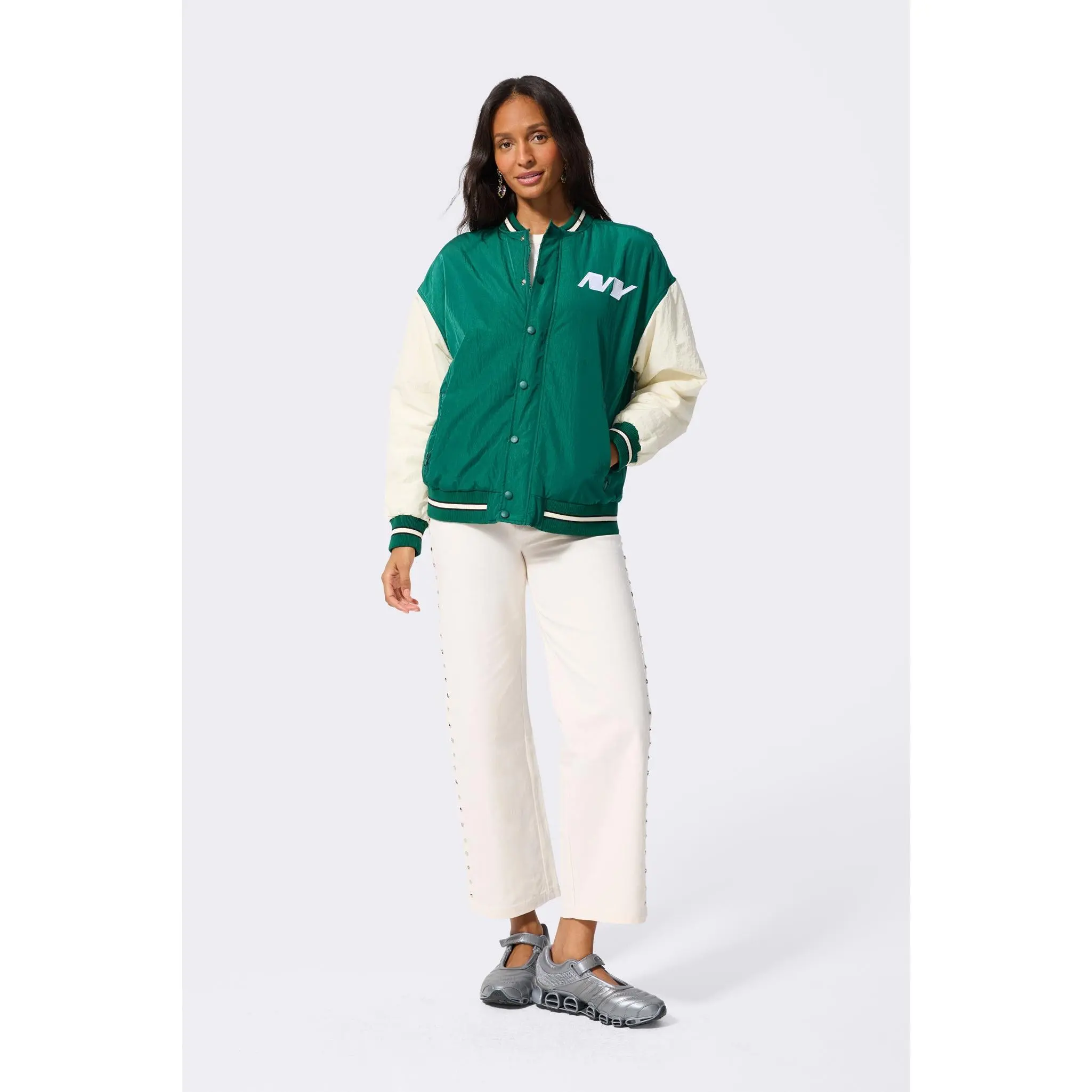 New York Jets Bomber Jacket in Green and Sugar Swizzle