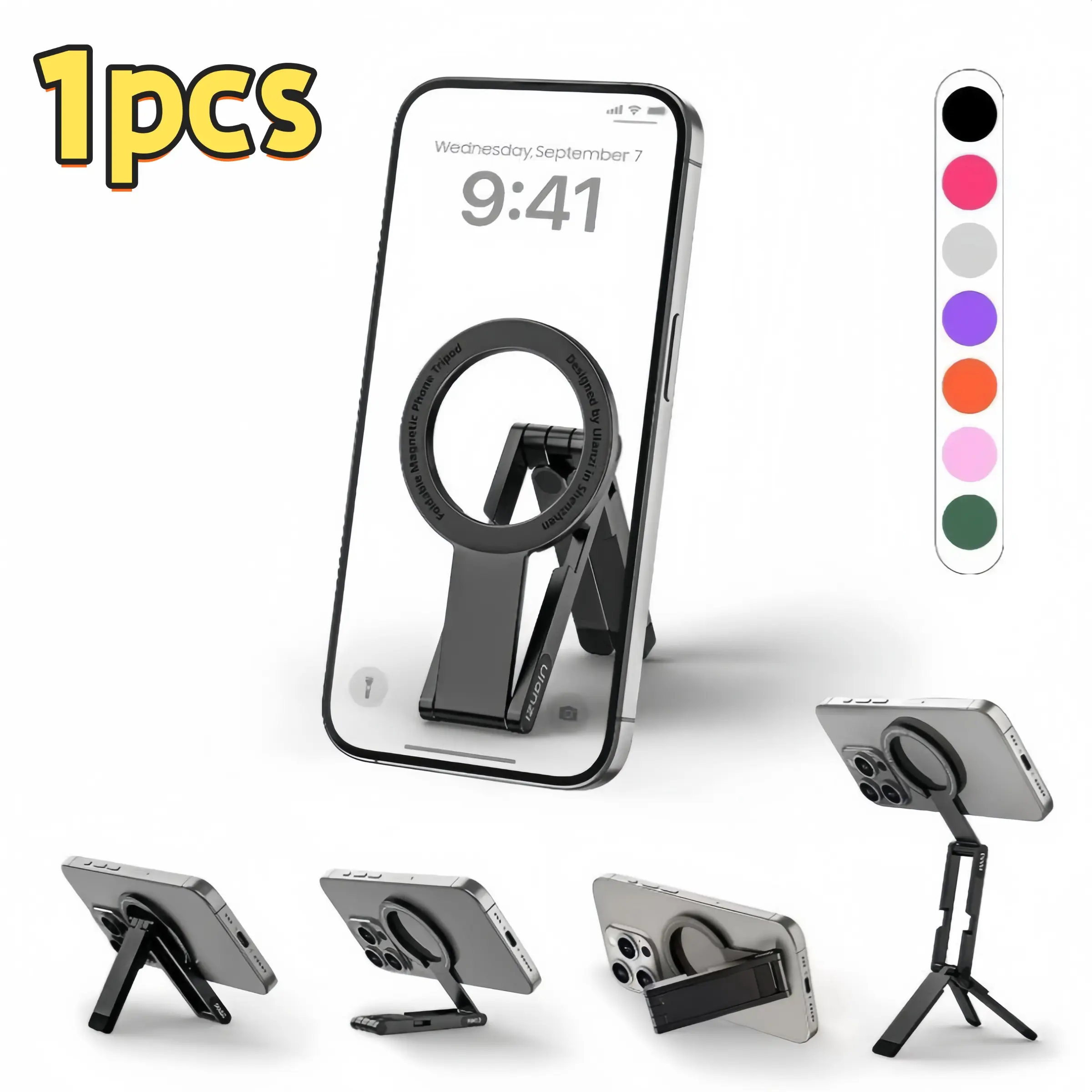 Foldable Magnetic Phone Tripod, 0.8cm Ultra-Slim Compact Dual-Sided Magnetic Phone TripodStand for Desktop Use, Live Streaming, Vloggingand Selfies, Magnetic Phone Holder