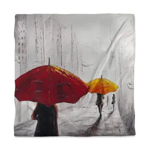360 Stand Queen Size Duvet Cover - Passersby Gray City Print, Contemporary Art Design, Contemporary Home Decor, Urban Theme, Microfiber Face, Hidden Zip, Comforter-Compatible Bedding