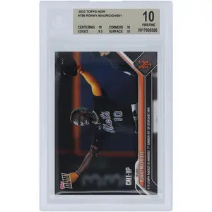 Ronny Mauricio New York Mets 2023 Topps Now 117.3 MPH Rocket Is Hardest 1st Career Hit Of Statcast Era #796 BGS Authenticated 10 Rookie Card - 10,10,9.5,10 Subgrades