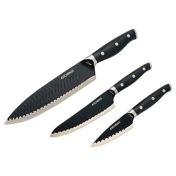 KitchenHQ 3-piece Wavy Edge Nonstick Essential Knife Set