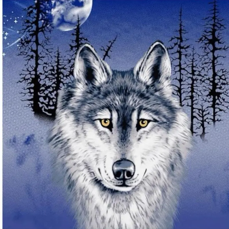 elpantera Queen Size Wolf Print Polyester Blanket - Super Soft, Durable, Luxury, 1-Ply Flat Weave, Blue, Machine Washable, Bedroom Decor, Nature Theme, Wildlife Motif, Animals