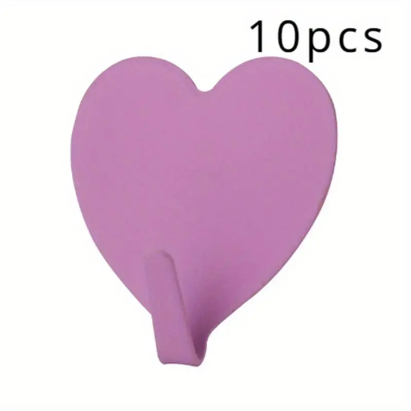 10 pink/yellow/purple "love" shaped sticky hooks, yellow peach-shaped hooks, heart-shaped sticky hooks, soft girl-style room decoration hooks