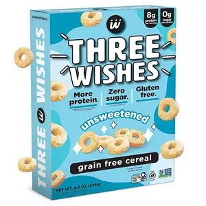 Plant-Based and Vegan Breakfast Cereal by Three Wishes - Unsweetened, 1 Pack - More Protein and Less Sugar Snack - Gluten-Free, Grain-Free - Non-GMO