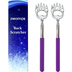 2 Pcs Back Scratcher Extendable,Metal Bear Claws Back Scratchers,Backscratche for Men, Women,Adults,Christmas Stocking Stuffers (Purple-01)