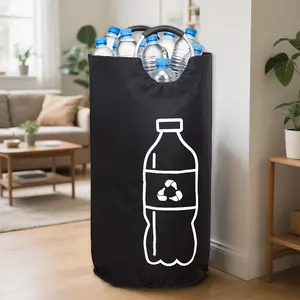 1Pcs household super large capacity foldable recycling bin - cylindrical open top design, plastic bottle multi-purpose storage basket, space saving foldable storage container, durable and easy to clean, no need for electricity, household garbage container