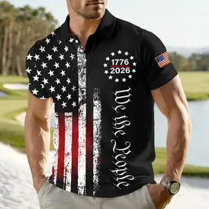 Personalized We The People America 250th Anniversary Polo Shirt, 1776-2026 USA Flag Patriotic Polo, Custom Independence Day Golf Shirt
