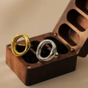 18K Gold Plated O Shape Irregular Oval Skeleton Ring Trendy Youth Fashion Jewelry for Women and Men Minimalist Stackable Band Elegant Stylish Jewelry Suitable for Daily Wear Anniversary Holiday Date Night Beach Vacation  Football Championship Rings Set