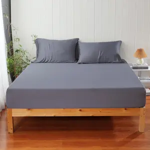 100% Viscose Derived from Bamboo Fitted Sheet with 16" Deep, Hotel Luxury Bedding, Soft, Cooling for Hot Sleepers(Dark Grey King)
