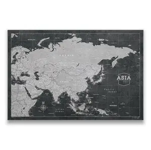 Push Pin Asia Map (Pin Board) - Modern Slate