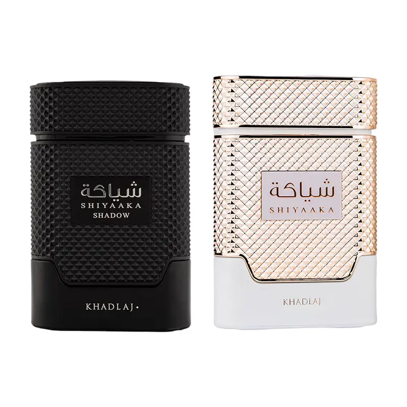 Khadlaj Shiyaaka 2 Piece Bundle (3.4 Ounce, Shiyaaka Shadow for Unisex Eau de Parfum Spray + 3.4 Ounce, Shiyaaka White for Women Eau de Parfum Spray)