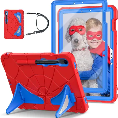 Rugged Shockproof Polycarbonate Tablet Case for Samsung Galaxy Tab A9 Plus 11in 2023 - Kids’ Anime Heroes Cover with Protection, Screen Guard, Kickstand, Adjustable Shoulder Strap, Kids’ Gift Electronics Accessory