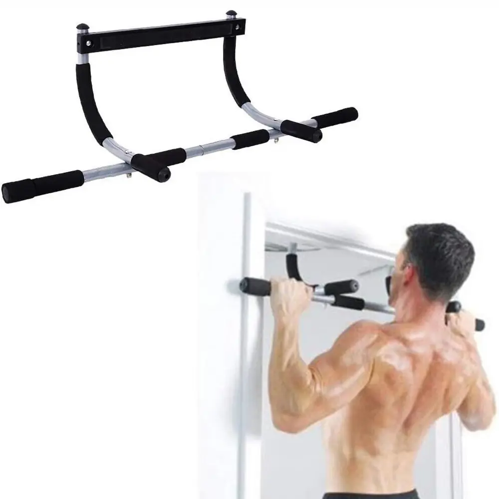 Pull Up Bar for Doorway Heavy Duty Total Upper Body Workout Bar Fitness Tools for Home Gym Strength Training Equipment for Men Black with Adjustable Handle Straps