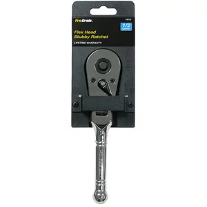 212 MAIN Pro-Grade 0.5 Drive x 6 in. Stubby Flex Head Ratchet, Push Button, Quick Release, ANSI Std., Ideal for Tight Spaces