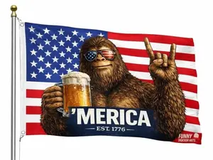 ’MERICA Bigfoot American Flag – Patriotic Truck Garage & Mud Muddin Sasquatch Flag – Perfect Gift Freedom Lovers Funny Flag tapestry banners mens