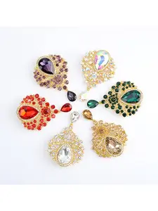 Vintage High-Grade Rhinestone Inlaid Red, White, Purple & Green Crystal Women's Brooch Corsage Jewelry