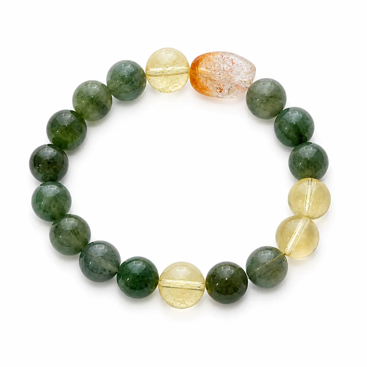 Inspirational Deep Green Exquisite Bangle - 10-12 mm Beaded String Bracelets & Bangles, 40 g Unisex Fashion Costume Jewelry, Lucky Wealth-Boosting Energy Arm Candy Accessories for Business