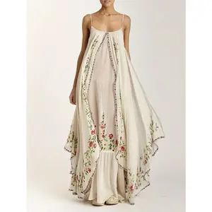 Plus Size - Plus Size - Plus Size Women'S Elegant Casual Summer Vacation Floral Print Sleeveless Spaghetti Strap Long Dress