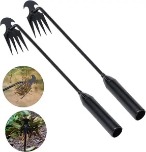 Weed Puller Tool, New Weeding Tool for Uprooting Roots, 4-Tine Manual Weed Removal Tool for Horticulture, Planting and Weeding, 2