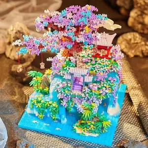 1460 Pieces Fairy Castle Building Set, Chinese Cherry Blossom Tree House Micro Block Toy Flower Building Blocks, Unique Gift for Kids and Adults