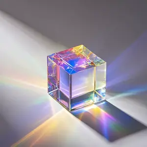20mm Glass Prism Cube RGB Dispersion Optical Glass X-Cube Prism for Teaching Light Spectrum Physics Gift of Light