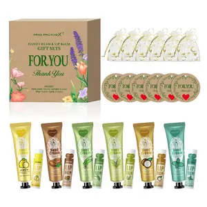 24pcs Christmas Set Lip Balm Hand Cream Thank You Cards Heart Bags Wedding Guest Gifts Women's Christmas Thanksgiving Presents Gift Set Box