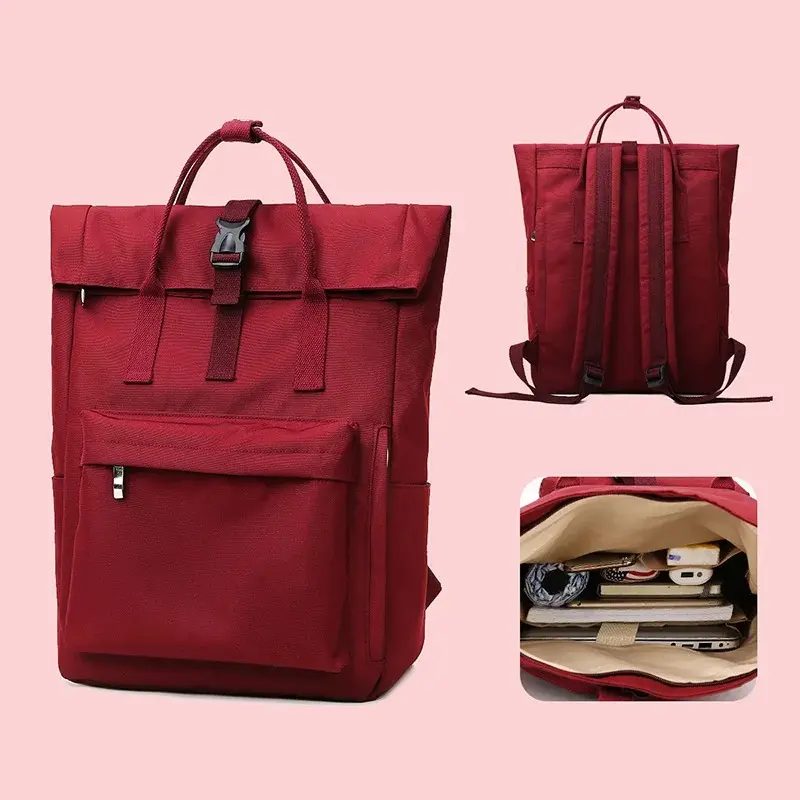 Burgundy Large Backpack - Stylish and Durable Design for Everyday UseSchoolbag Female College Student Large Capacity Backpack 2026 New Niche Notebook 14Inch Computer Bag Girls Backpack