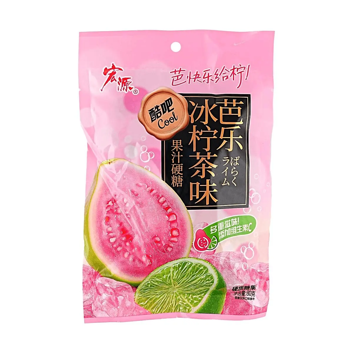 HONGYUAN Guava Lemonade Hard Candy 80g - Vitamin C Enriched, Refreshing Fruit Flavor