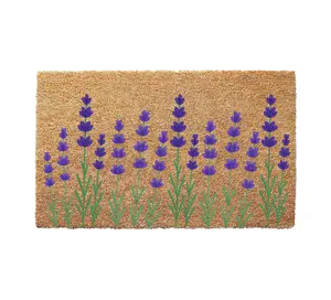 Lavender Doormat Floral Organic Coconut Coir 16x24" 17x30" 24x36" UV Print Non-Slip Backing Elegance Durability