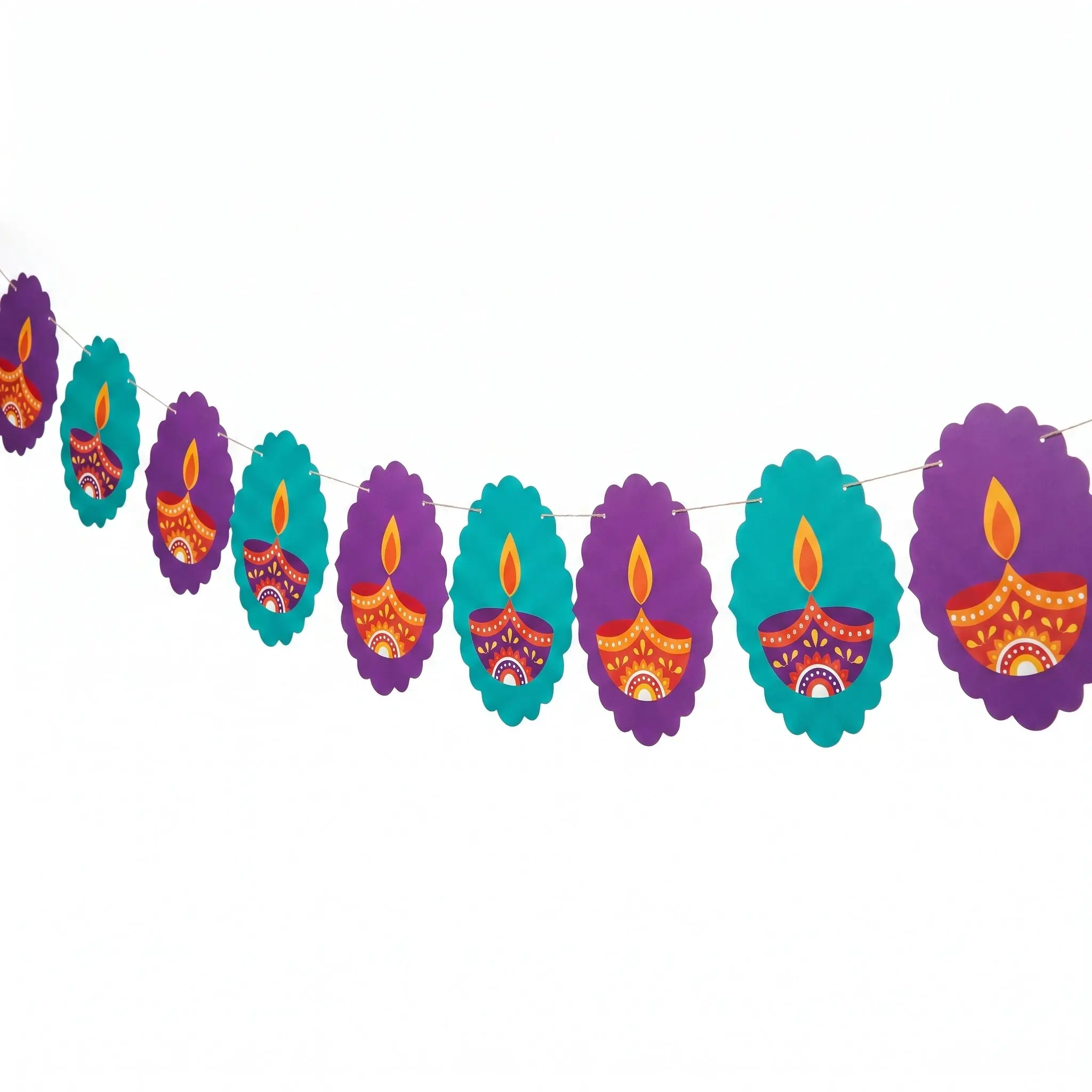 Diwali Lantern Paper Garland Banner, 12-Ft
