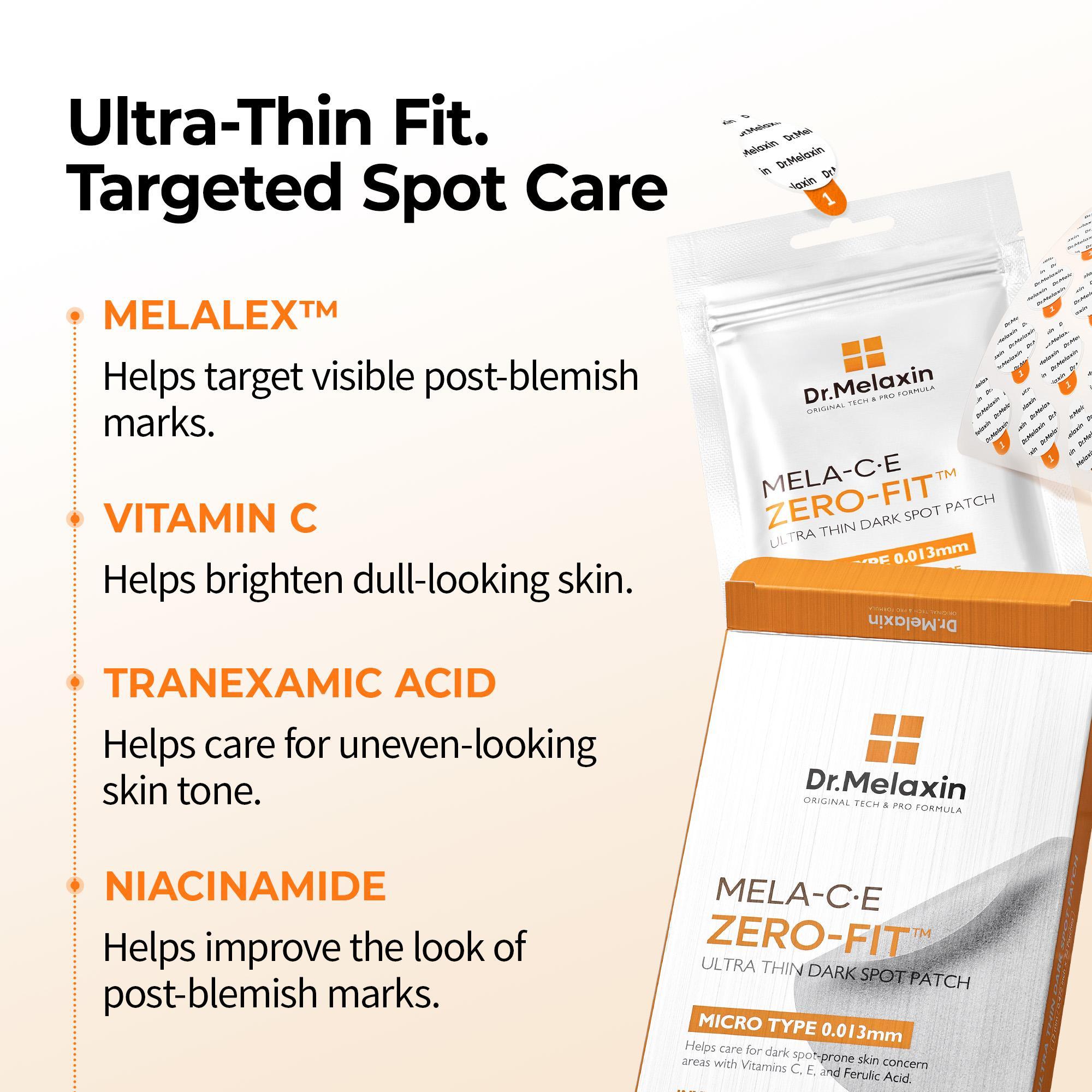 [Dr.Melaxin Official] Zero-Fit Blemish & Dark Spot Patch Duo 72 Patches × 2 | S-ZINC + Mela-C·E Ultra Thin Spot Patches with Salicylic Acid, Acne Care, Sulfur, Vitamin C & Niacinamide