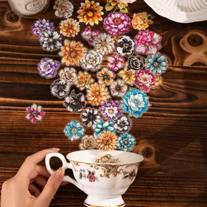 Vintage Flower Pattern Decal Sticker, 25pcs/set Romantic Flower Sticker, DIY Decorative Sticker for Scrapbooking, Journaling, Gift Wrapping